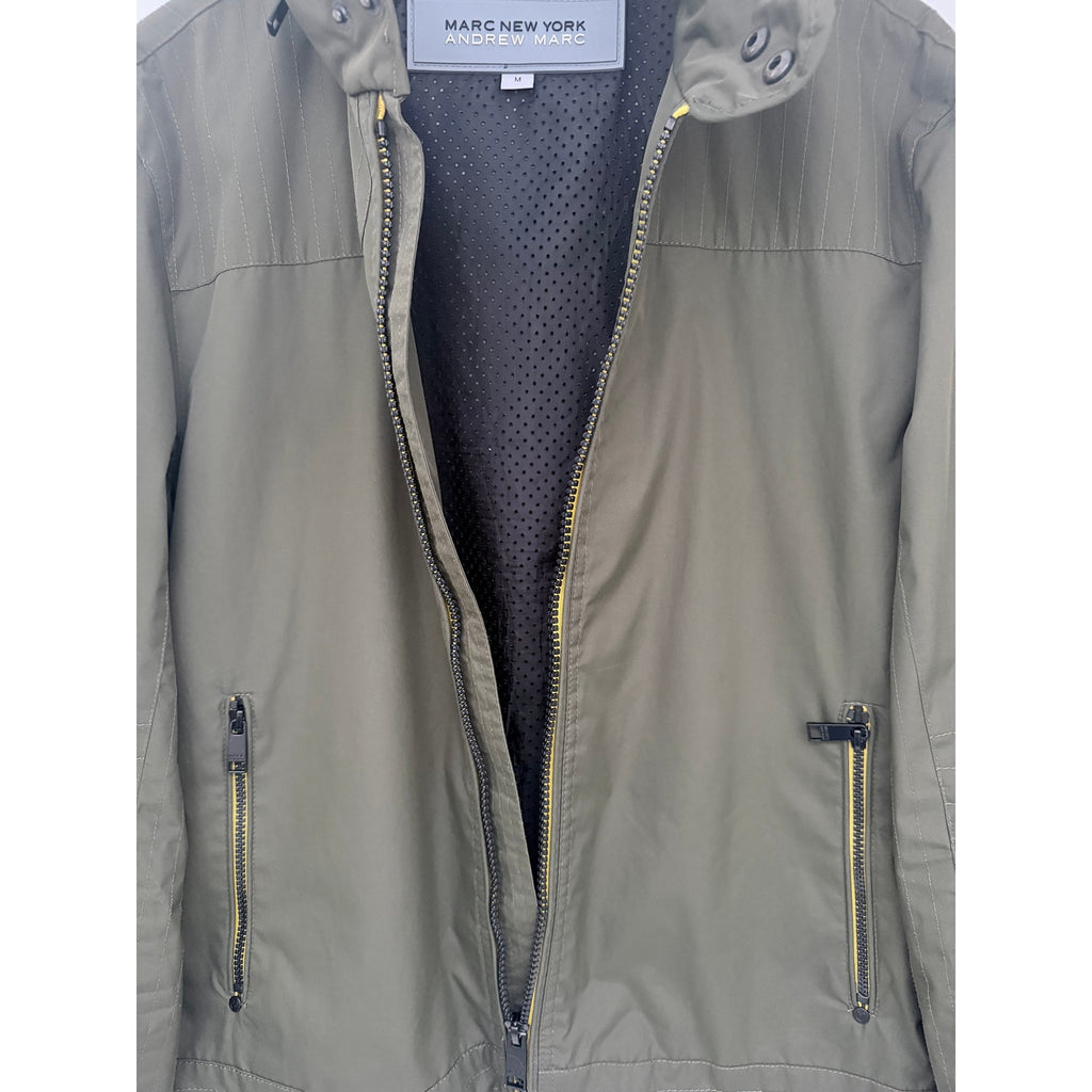 Andrew Marc Jacket Mens Medium Olive Green Full Zip Hooded Coat