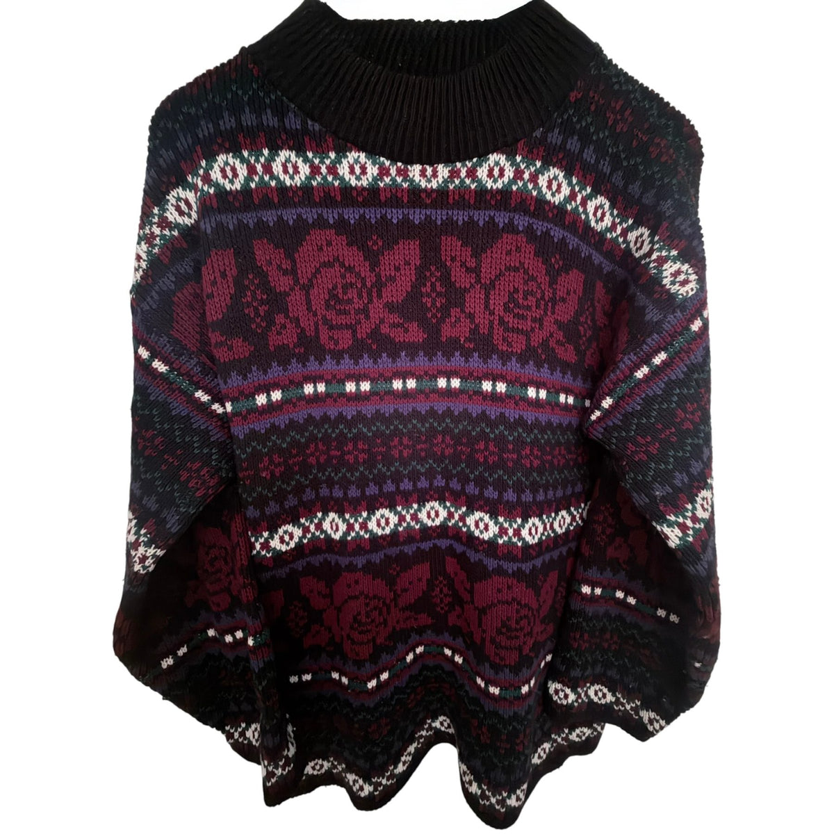 Croquet Club Women's Black Mock Neck Striped Sweater — front view