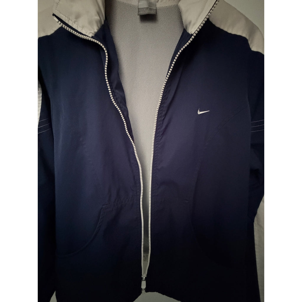 Nike Full Zip Track Jacket Youth Large 12-14 Navy White Mesh Lined