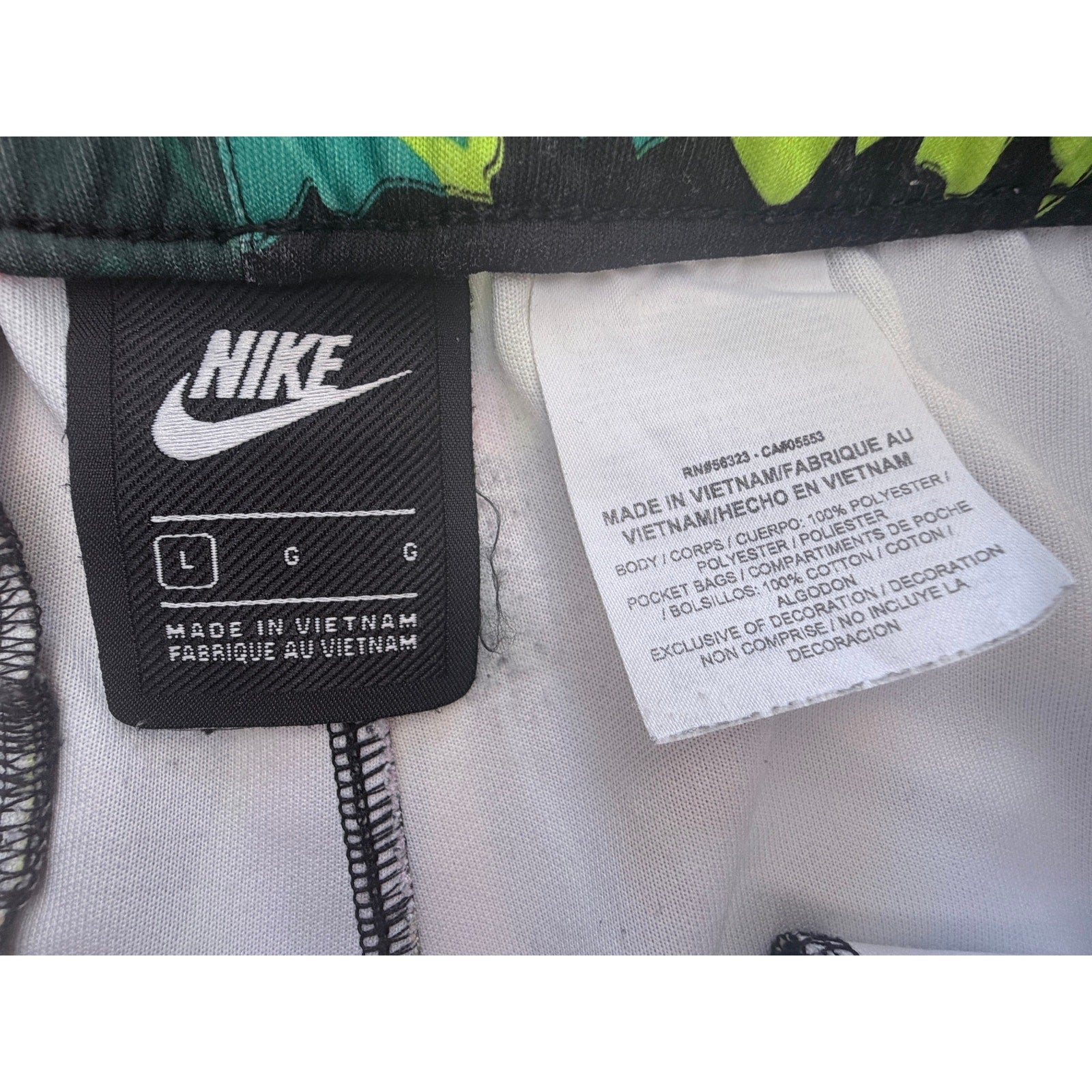Nike Floral Jogger Pants Mens Large Black Tropical Track Pants