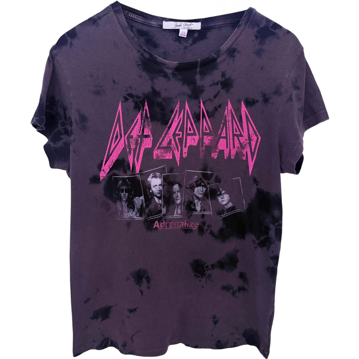 Junk Food Clothing Women's Gray Def Leppard Adrenalize 7 Day Weekend Tour 1992 Live T-Shirt — front view