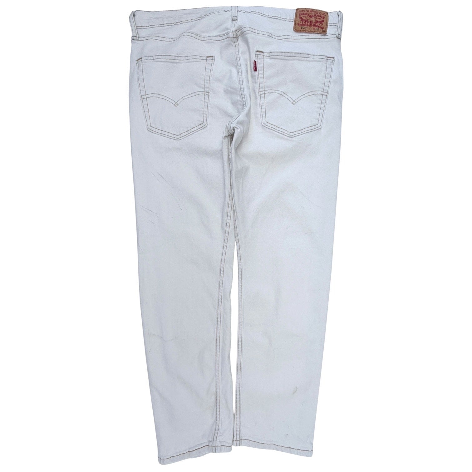 Levis 502 Jeans Mens 36x30 White Denim Straight Leg Pants