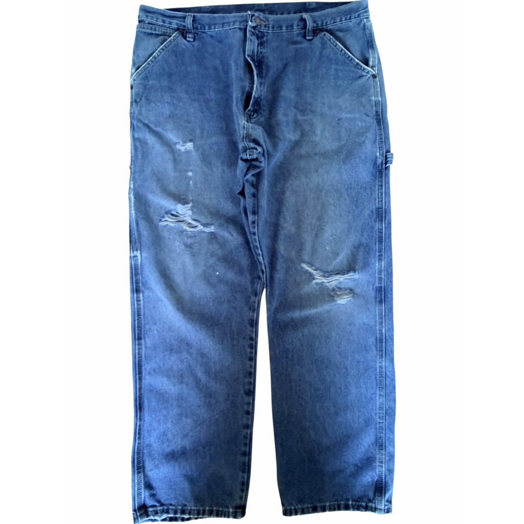 Wrangler Carpenter Jeans Mens 38x30 Blue Denim Workwear Utility Pants
