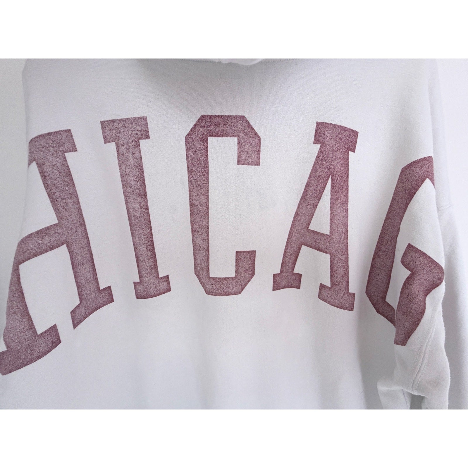 Hollister Chicago USA Aloha Hoodie Womens Medium White Oversized Pullover