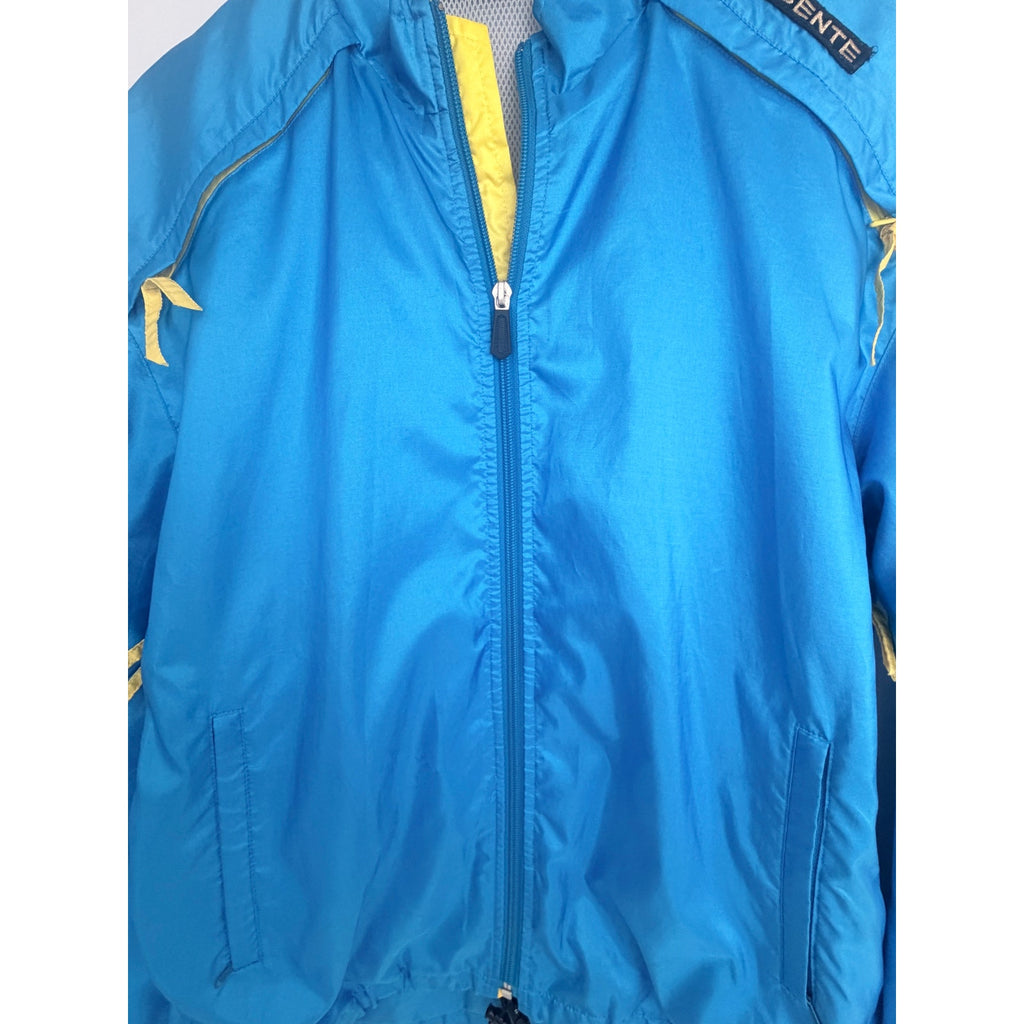 Descente Windbreaker Jacket Mens Large Blue Yellow Lightweight Full Zip