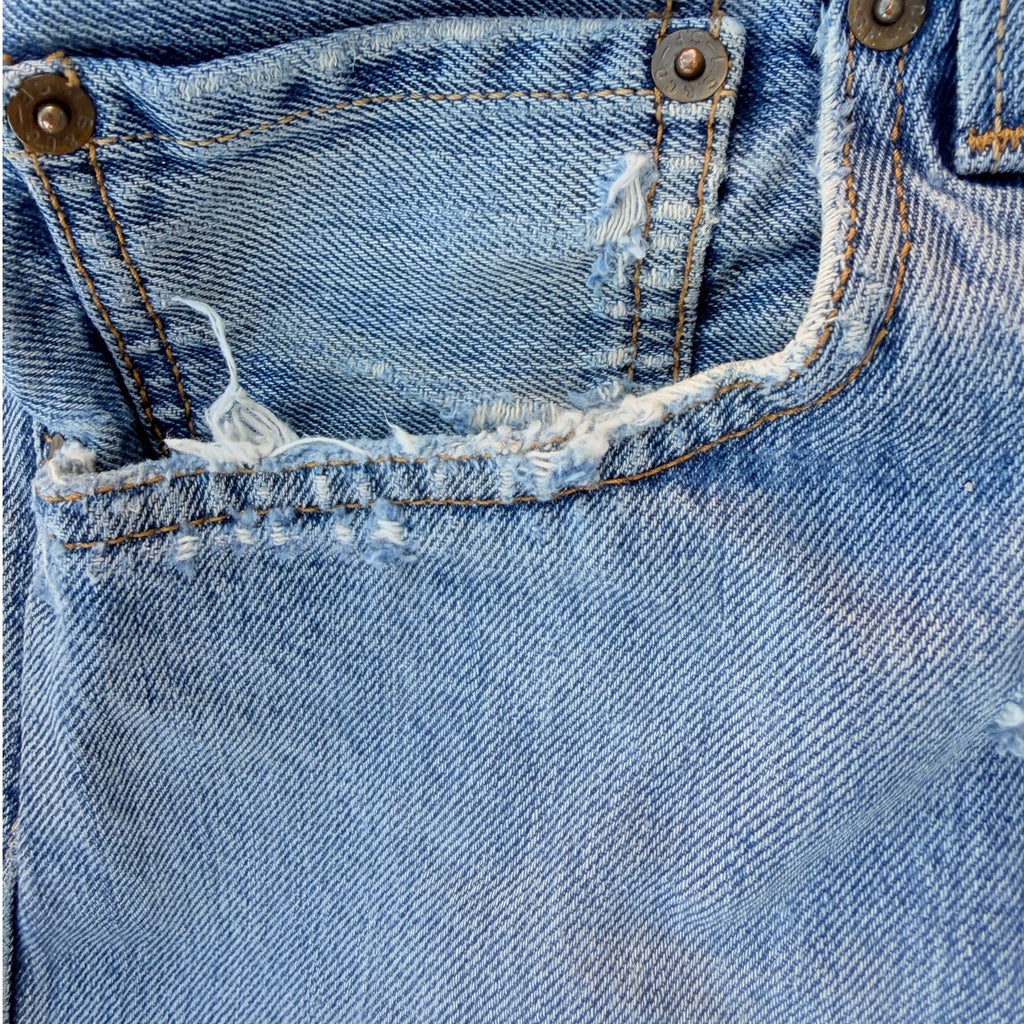 Levi's 501 Cut Off Denim Shorts Womens W34 Light Wash Distressed Frayed Raw Hem