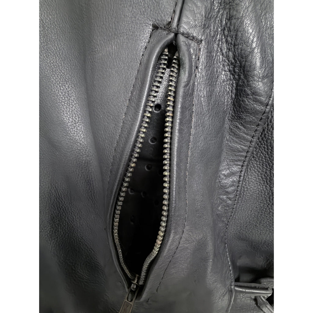 UNIK Ultra Men's Black Leather Motorcycle Jacket Size 50