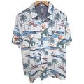 Hurley Hawaiian Shirt Mens Large White Tropical Palm Tree Short Sleeve Button Up