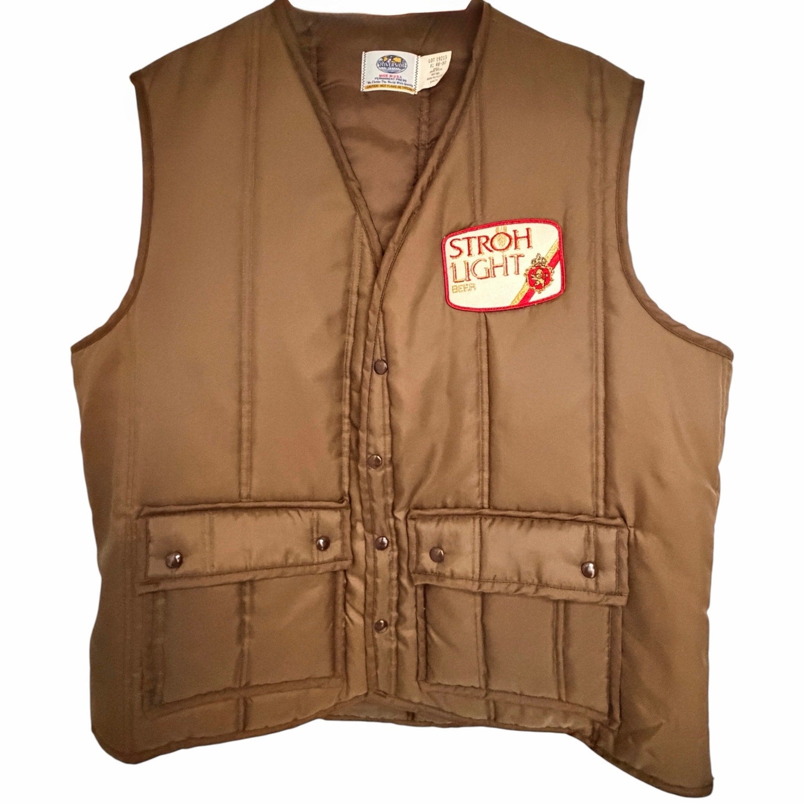 Vintage Stroh Light Beer Vest Mens XL Made USA