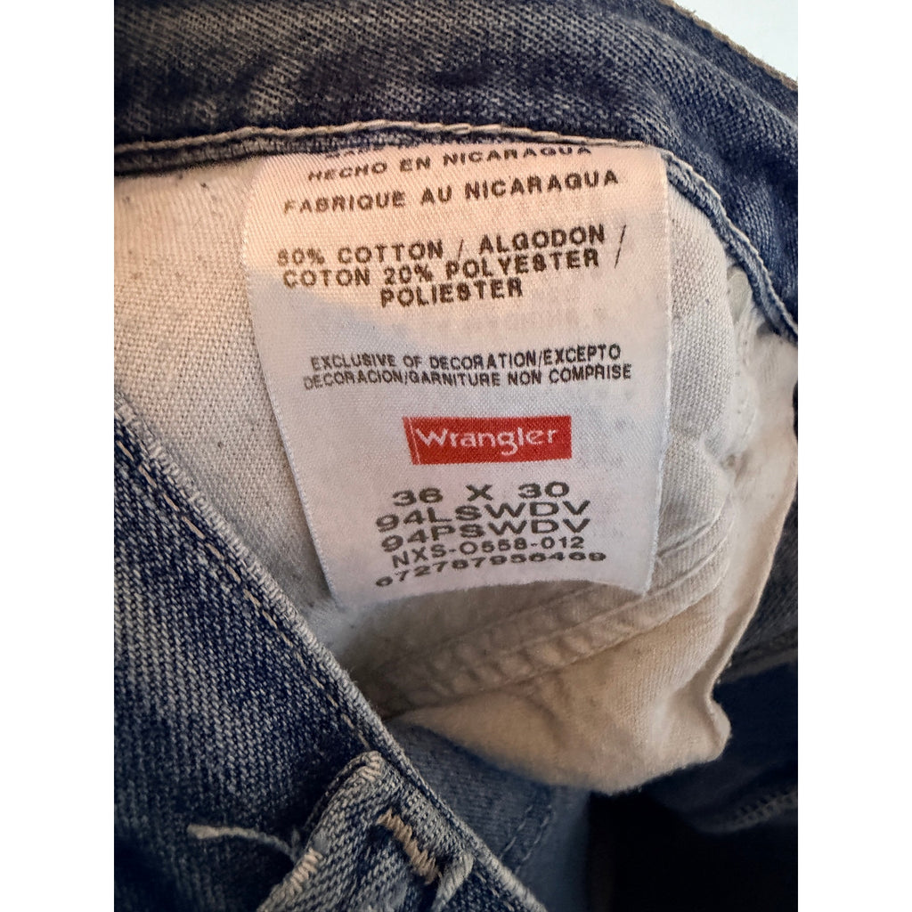 Wrangler Carpenter Jeans Mens 36x30 Blue Denim Workwear Utility Pants