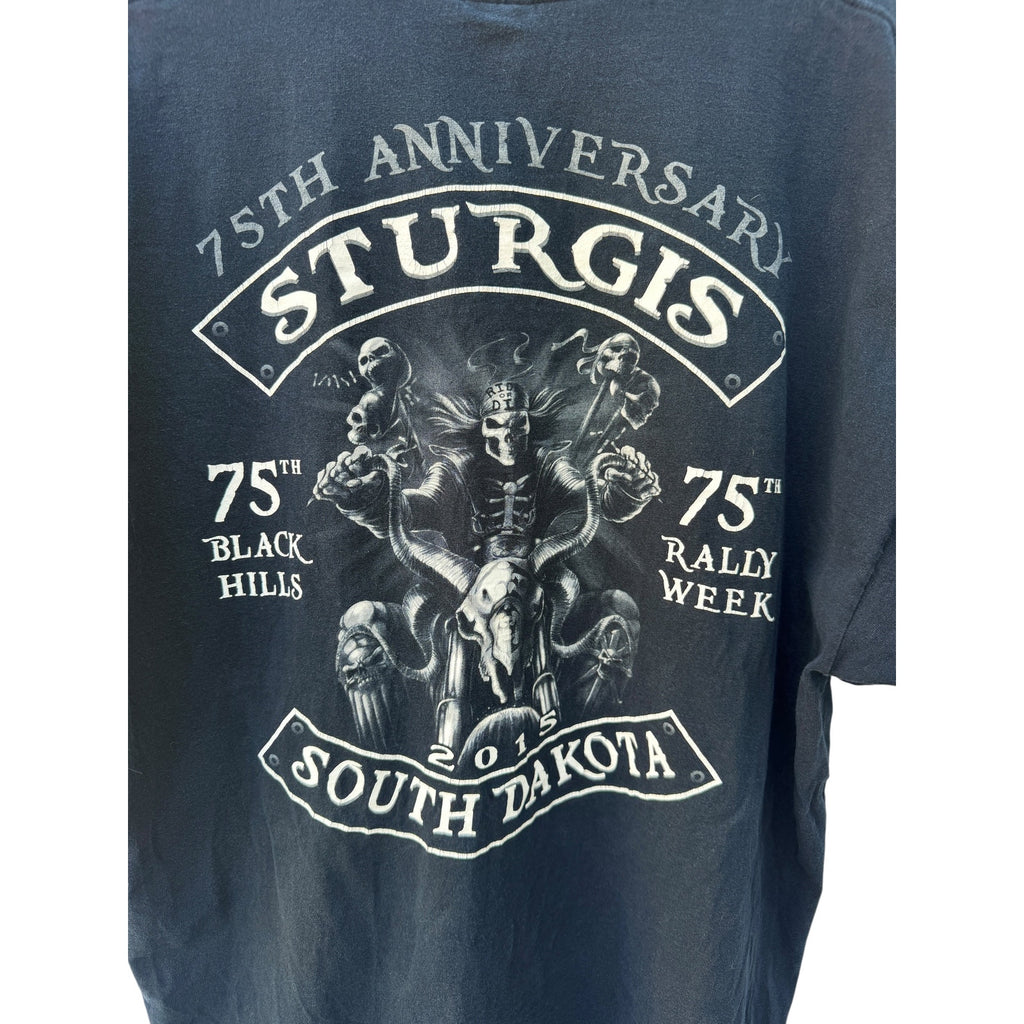 Sturgis 75th Anniversary 2015 T Shirt Mens 2XL Black Rally Graphic