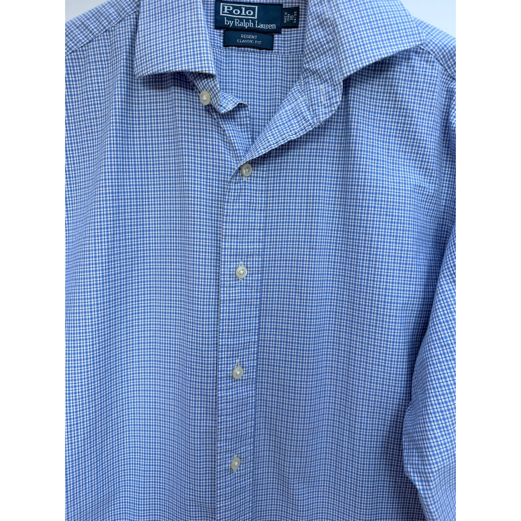 Polo Ralph Lauren Regent Classic Fit Button Up Shirt Mens 16 34/35 Blue Check