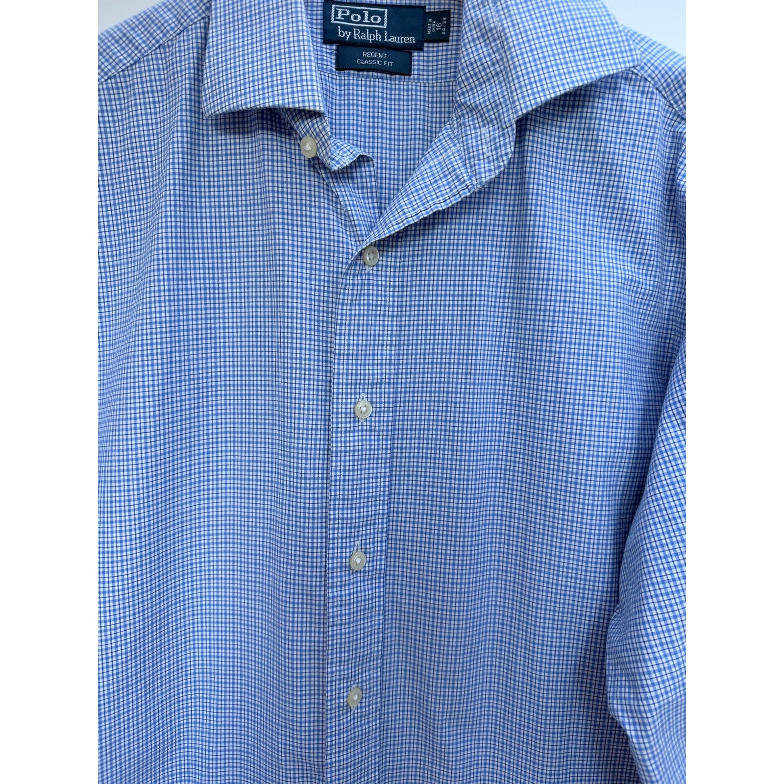 Polo Ralph Lauren Regent Classic Fit Button Up Shirt Mens 16 34/35 Blue Check
