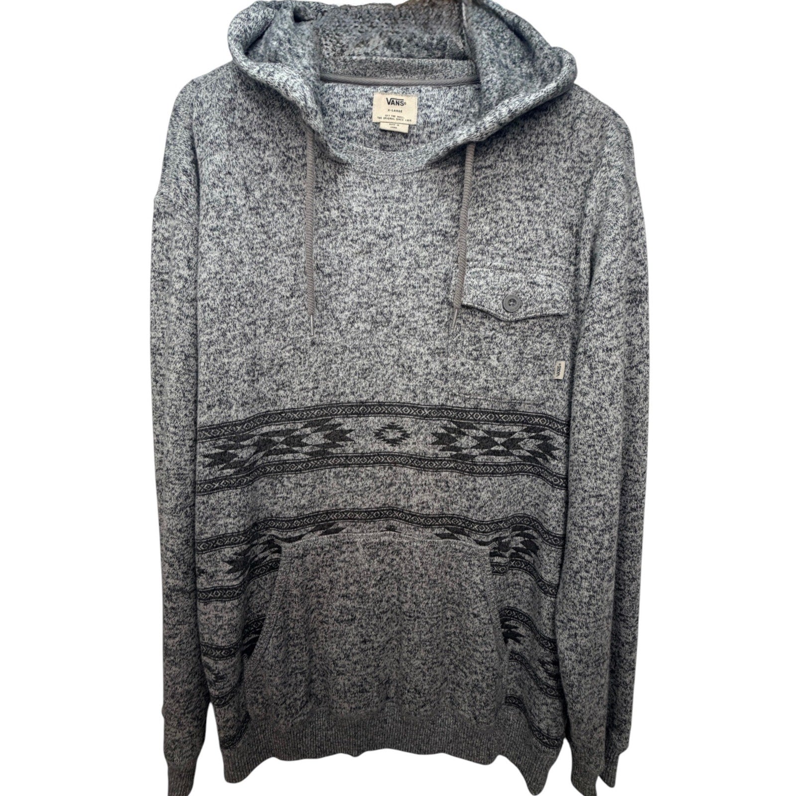 Vans Men's Keseley Aztec Pullover Hoodie XL Gray