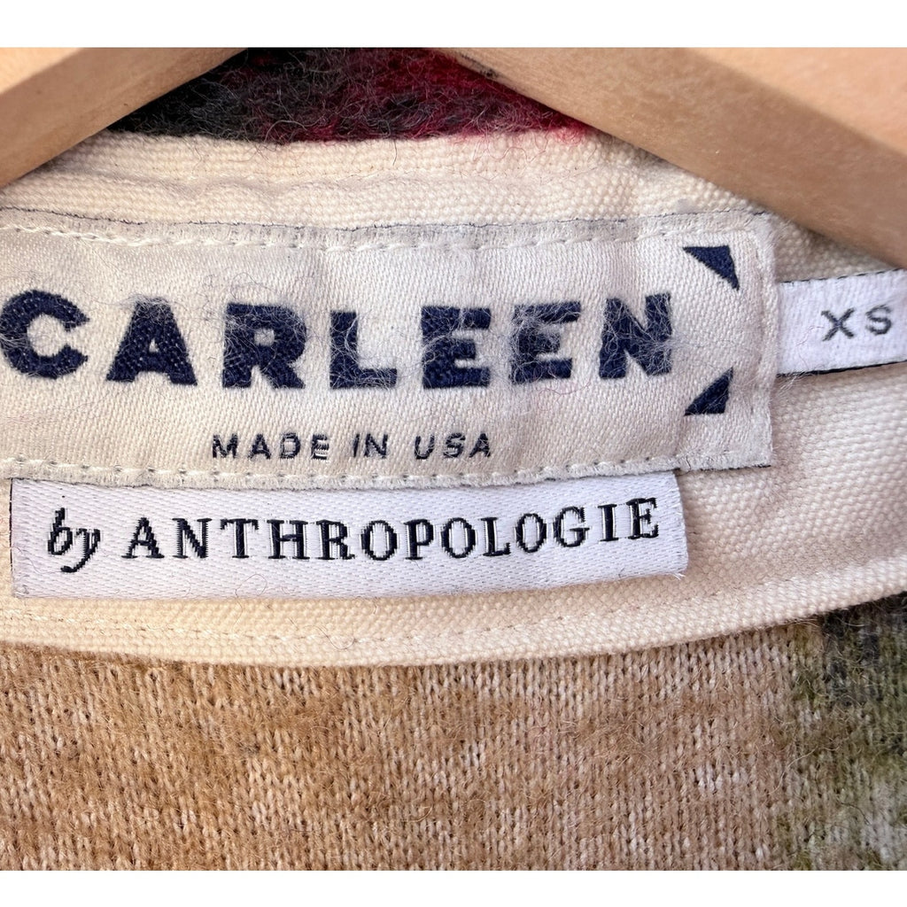 Carleen Anthropologie Womens Jacket XS Floral Wool Blend Snap Front USA Made