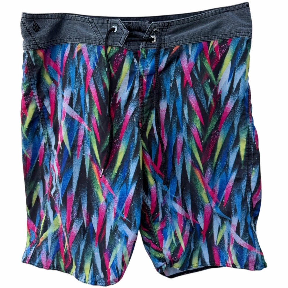 Volcom Mod Tech Board Shorts Mens 32 Multicolor Surf Swim Stretch