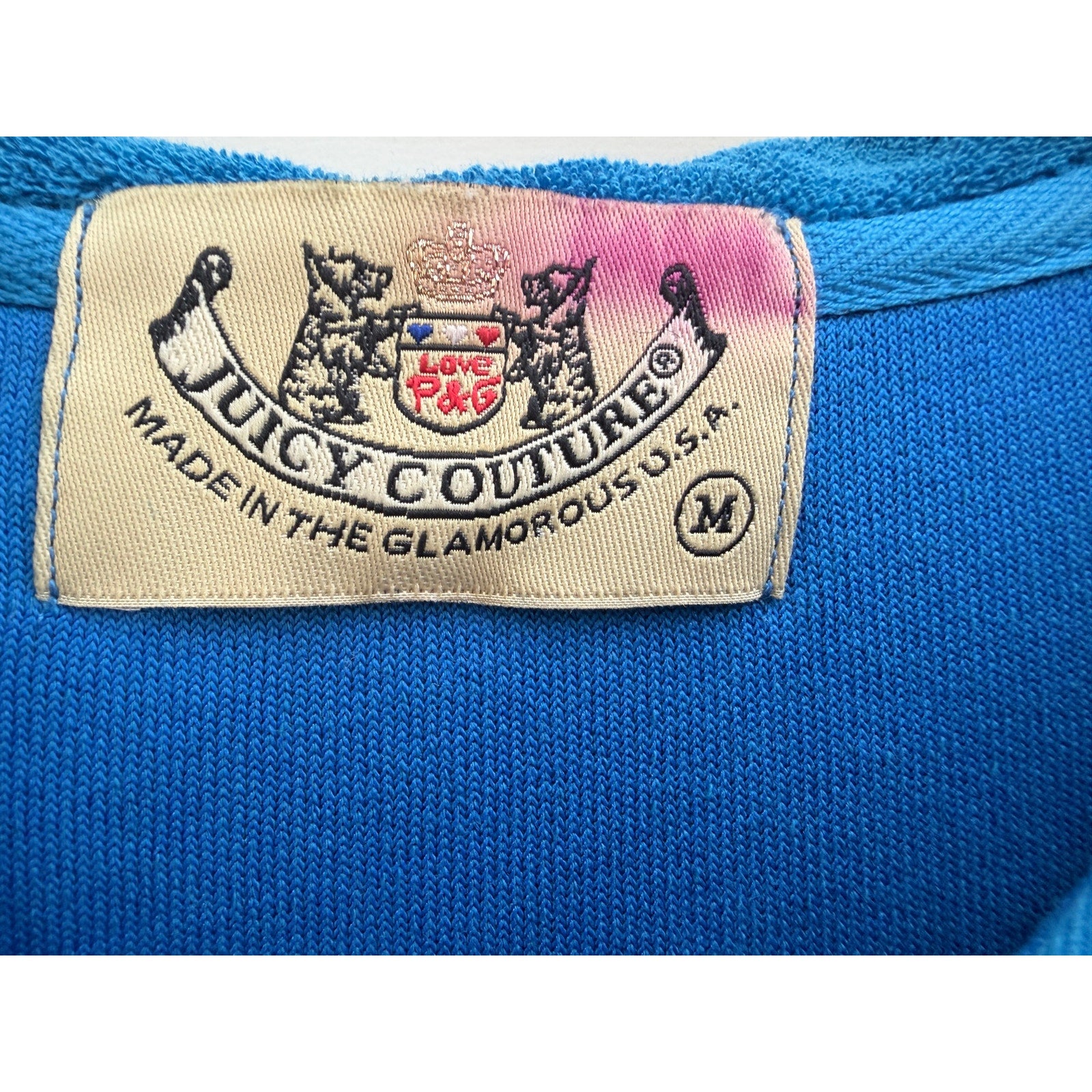 Juicy Couture Velour Zip Hoodie Womens Medium Blue Full Zip Y2K Style