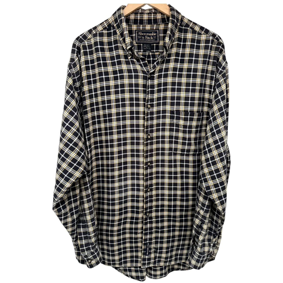 Abercrombie & Fitch Men's Blue Reliable Outdoor Goods Button-Up — front view