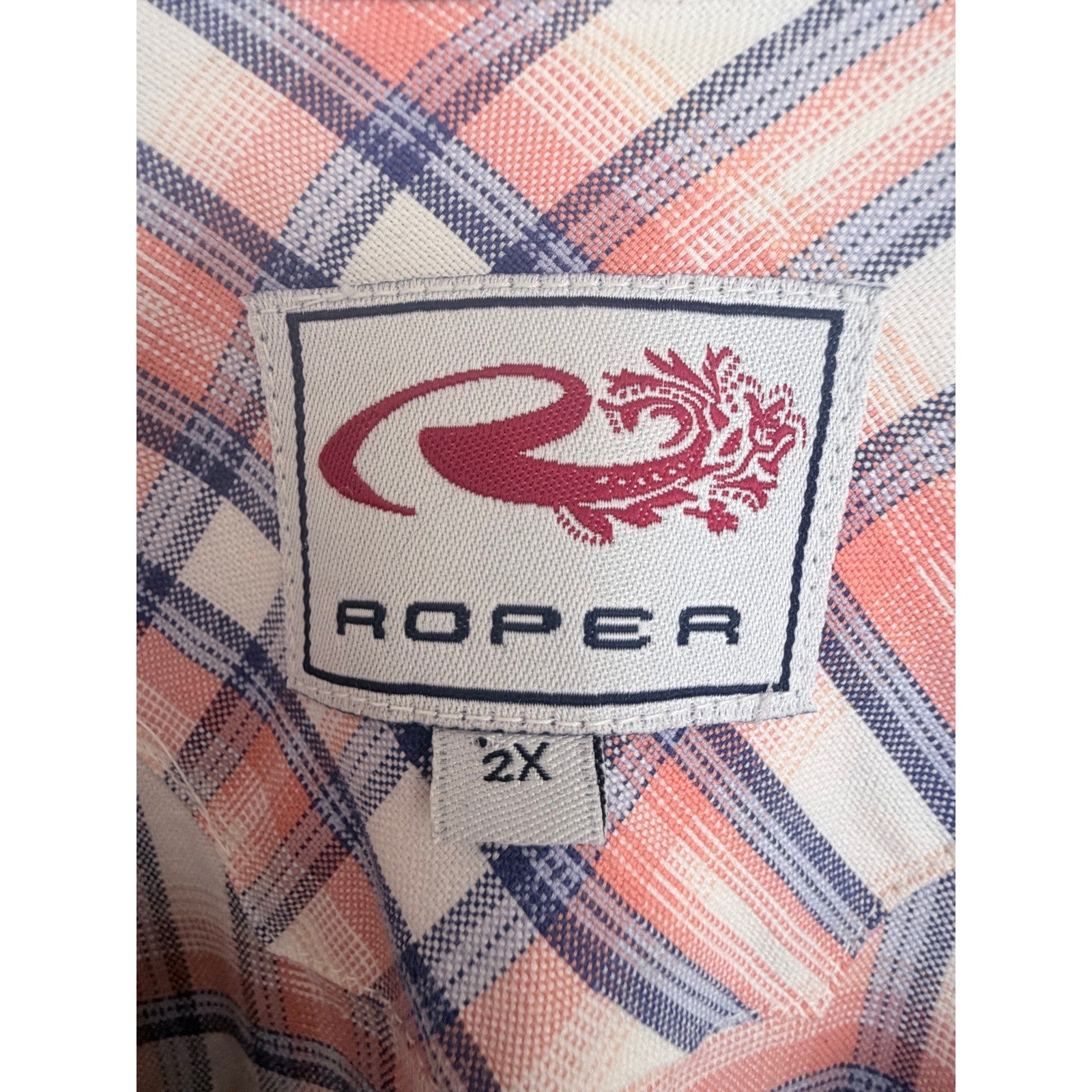 Roper Western Snap Shirt Womens 2X Pink Plaid Short Sleeve Pearl Snap Cowboy