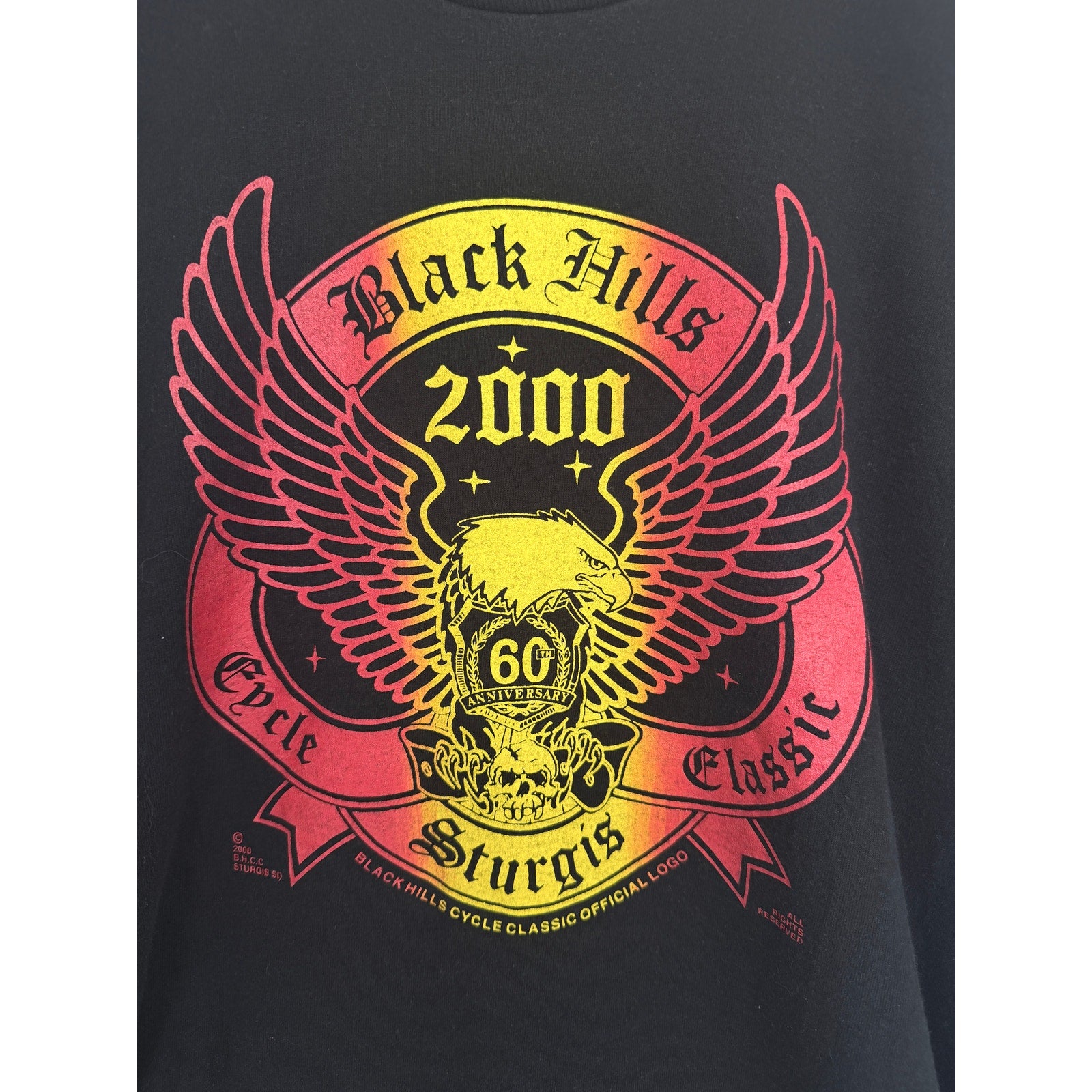 Vintage Sturgis 2000 Black Hills Cycle Classic T Shirt Mens XL Black Eagle Biker