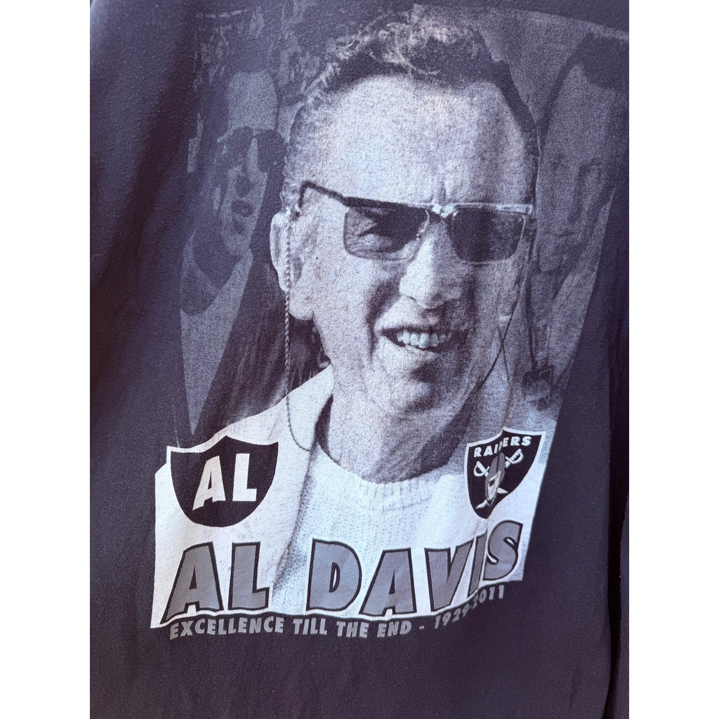 Oakland Raiders Al Davis Just Win Baby T Shirt Mens XL Black Vintage NFL