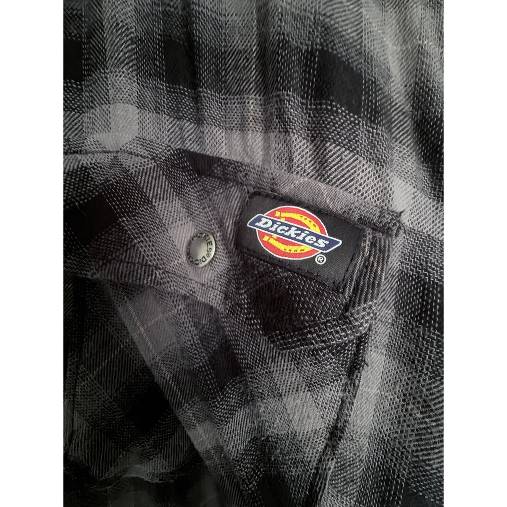 Dickies Built To Work Hooded Flannel Jacket Gray Black Plaid Mens Large