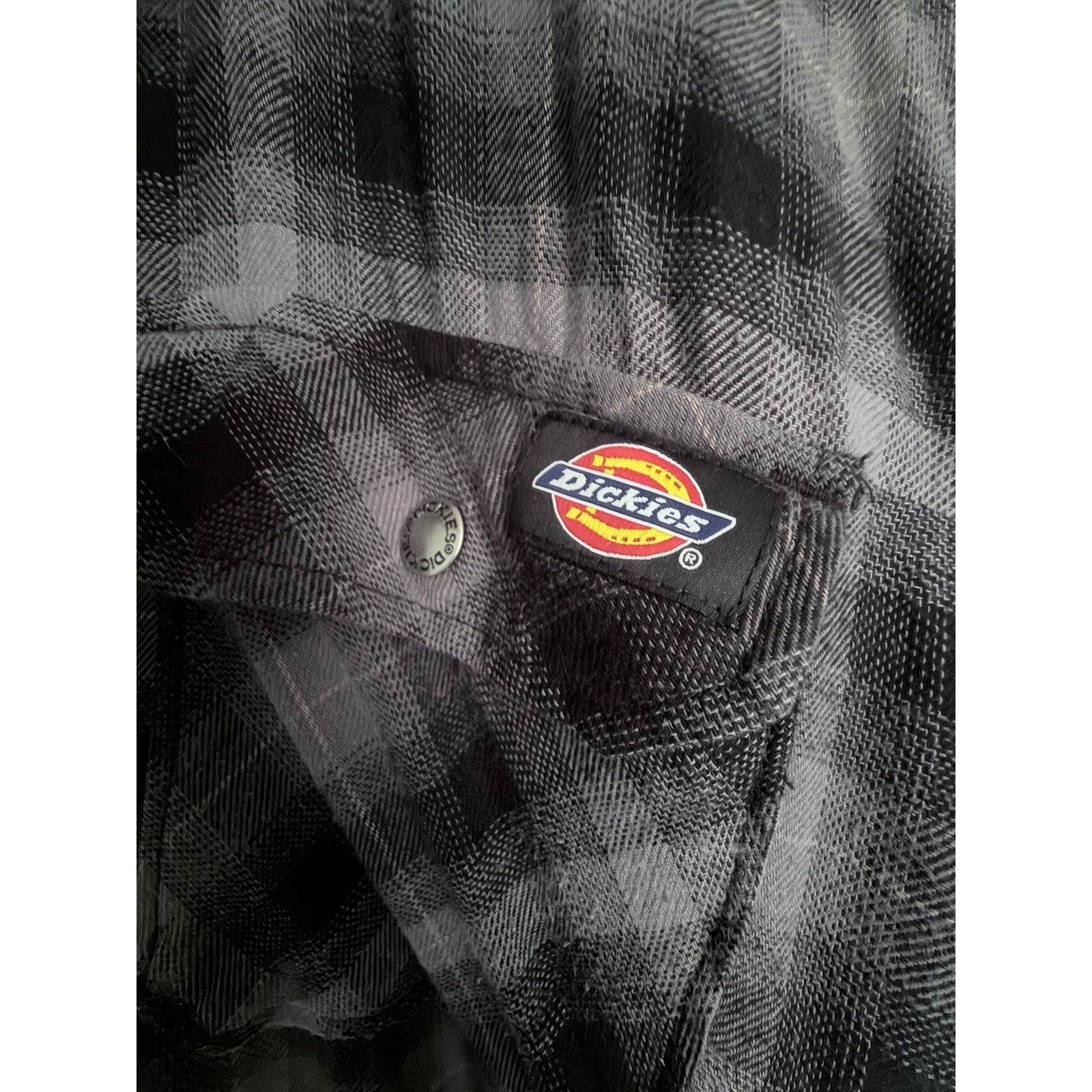 Dickies Built To Work Hooded Flannel Jacket Gray Black Plaid Mens Large