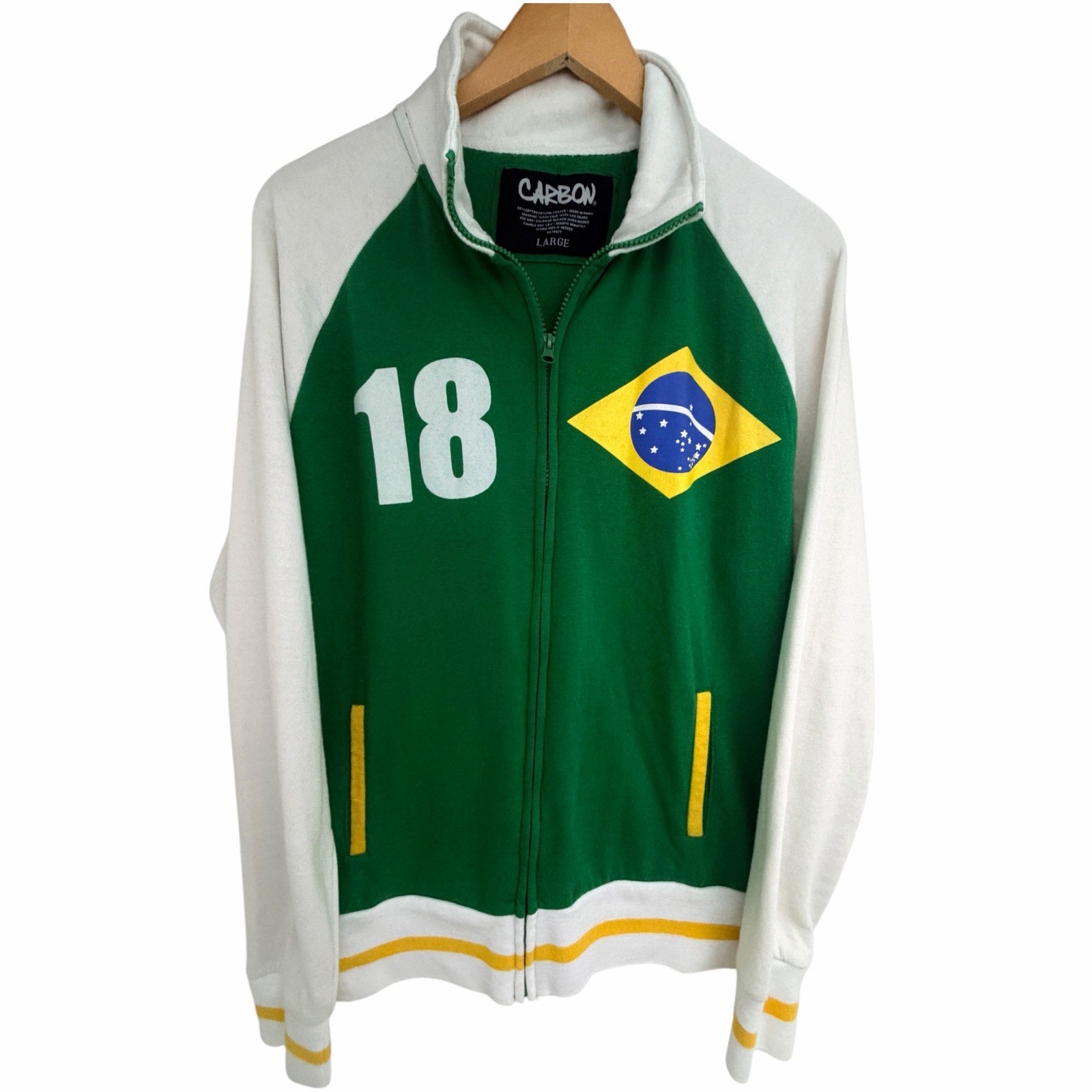 Carbon Brazil Flag Full-Zip Sweatshirt Jacket Large