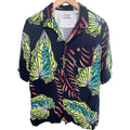 Original Penguin Munsingwear Hawaiian Shirt Mens M Navy Tropical Leaf Collar