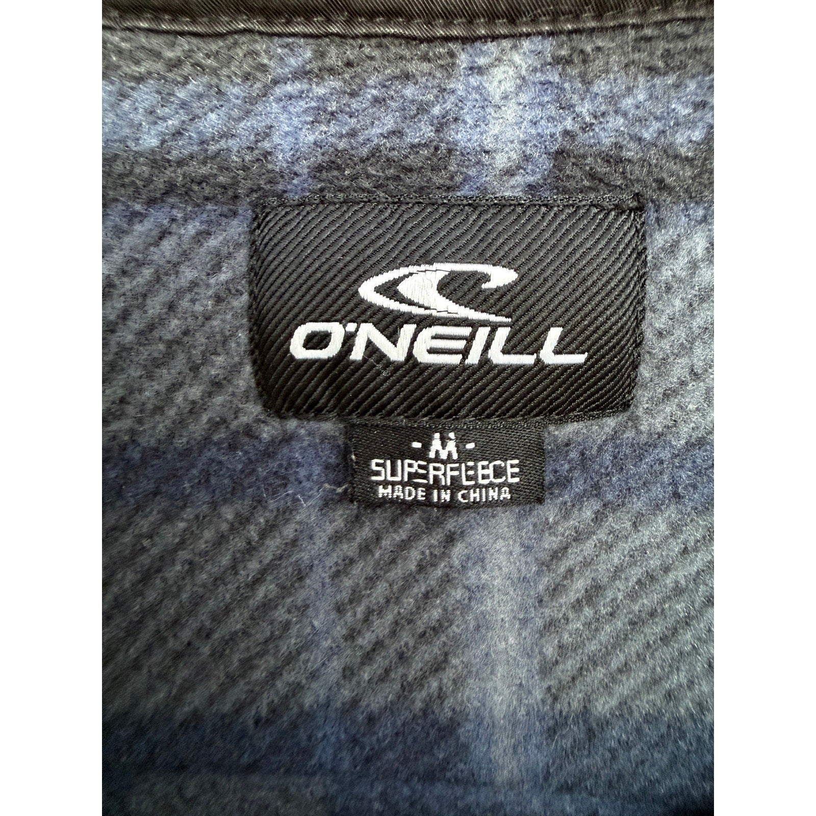 O'Neill Flannel Shirt Mens Medium Gray Black Plaid Button Up Surf Casual