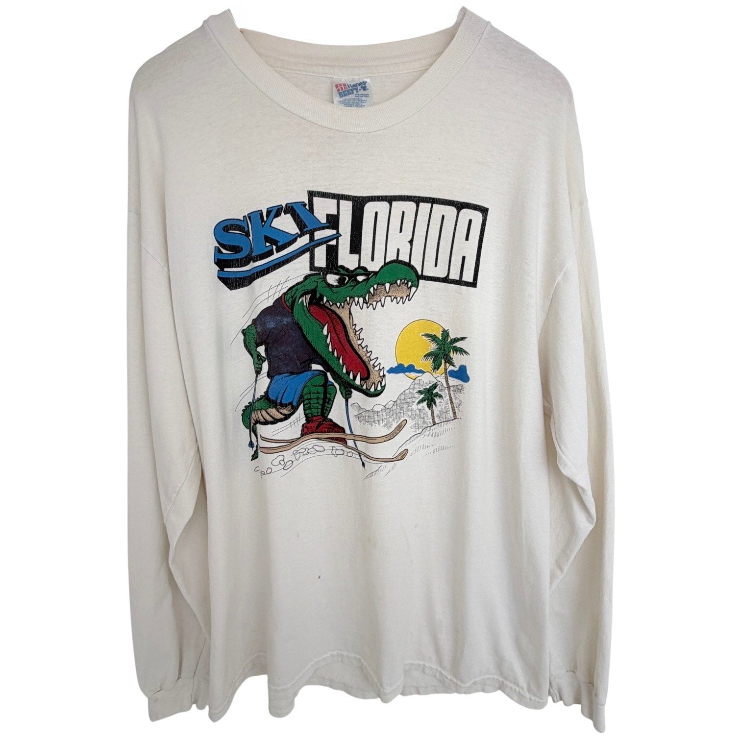 Vintage Northern Isles Ski Print Sweatshirt Mens Large Blue Graphic