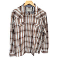 Cody James Western Shirt Mens Medium Brown White Plaid Pearl Snap Cowboy Rodeo