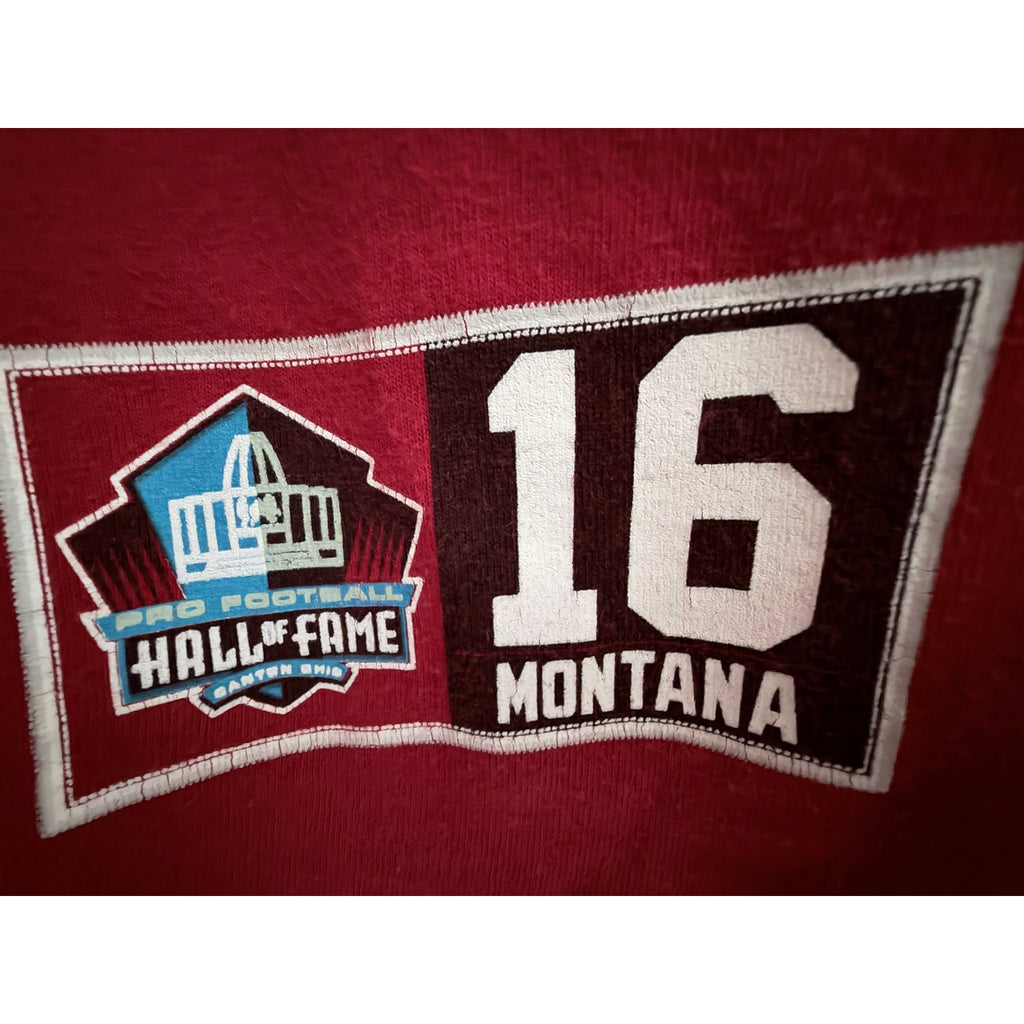 Majestic Joe Montana Hall of Fame San Francisco 49ers Graphic T Shirt Mens L Red