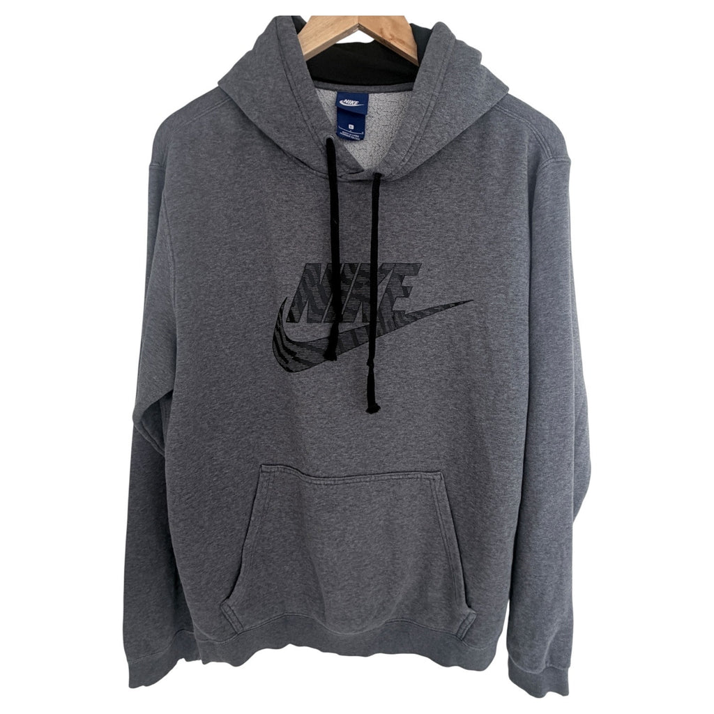 Nike Hoodie Mens Large Gray Pullover Swoosh Sweatshirt