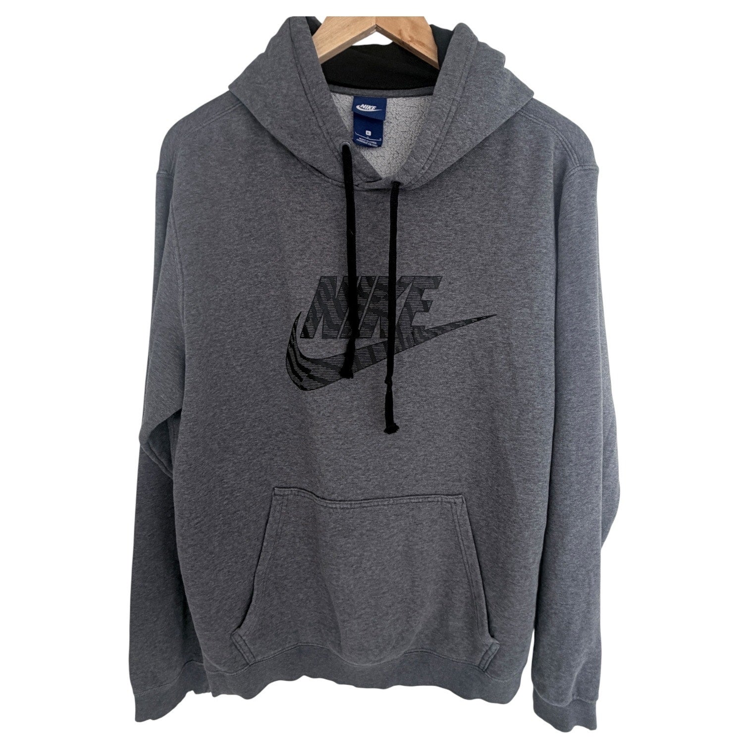 Nike Hoodie Mens Large Gray Pullover Swoosh Sweatshirt