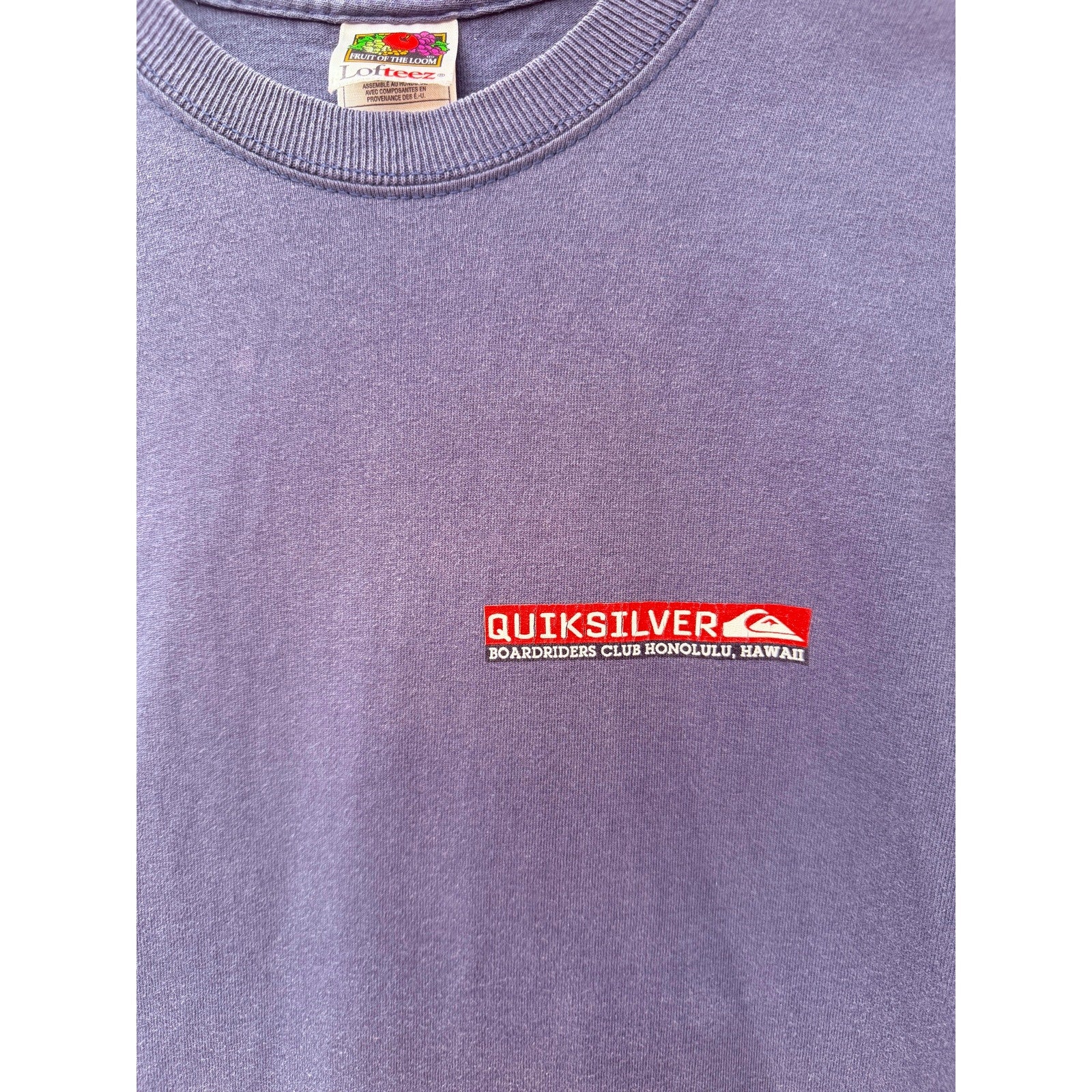 Quiksilver Graphic T Shirt Mens Small Blue Surf Skate Honolulu Hawaii Logo