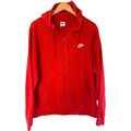 Nike Full Zip Hoodie Mens Large Red Embroidered Swoosh Fleece Sweatshirt