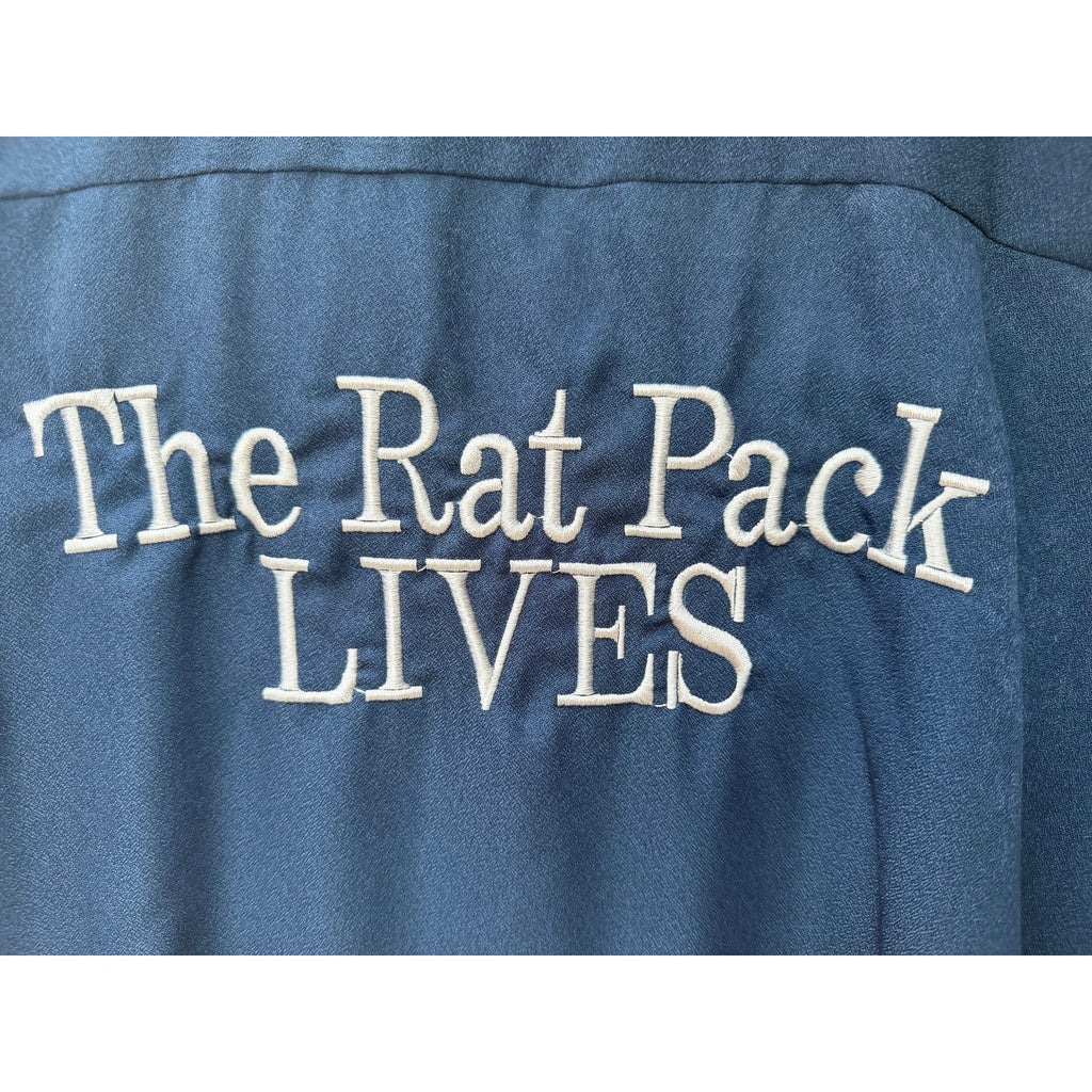 Cruisin USA Rat Pack Bowling Shirt Mens Large Blue Button Up Dino Vintage Style