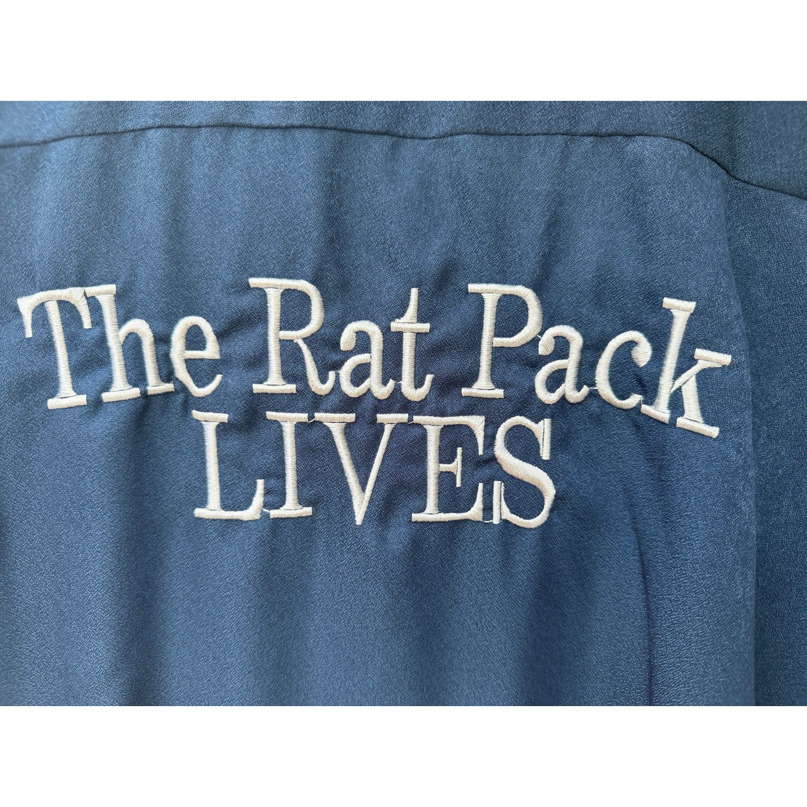 Cruisin USA Rat Pack Bowling Shirt Mens Large Blue Button Up Dino Vintage Style