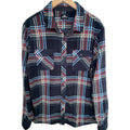 O'Neill Superfleece Plaid Shacket Mens Large Black Blue Snap Front Jacket