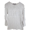 Tiara International Womens M Ivory Cable Knit Sweater Ramie Cotton Vintage 1995