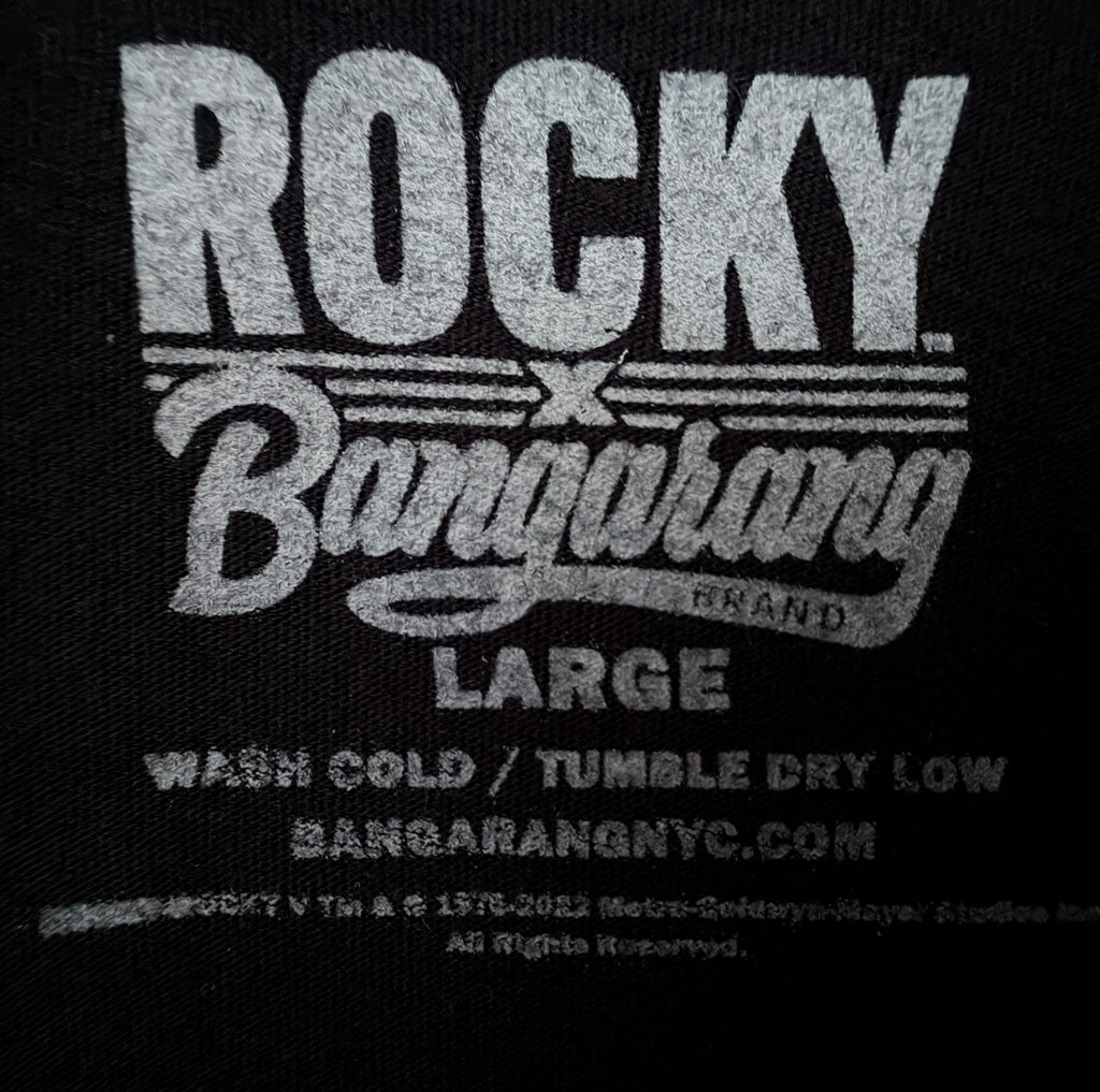 Bangarang Men's Black Rocky Balboa Thrill of the Fight / Kill with the Skill T-Shirt — brand label
