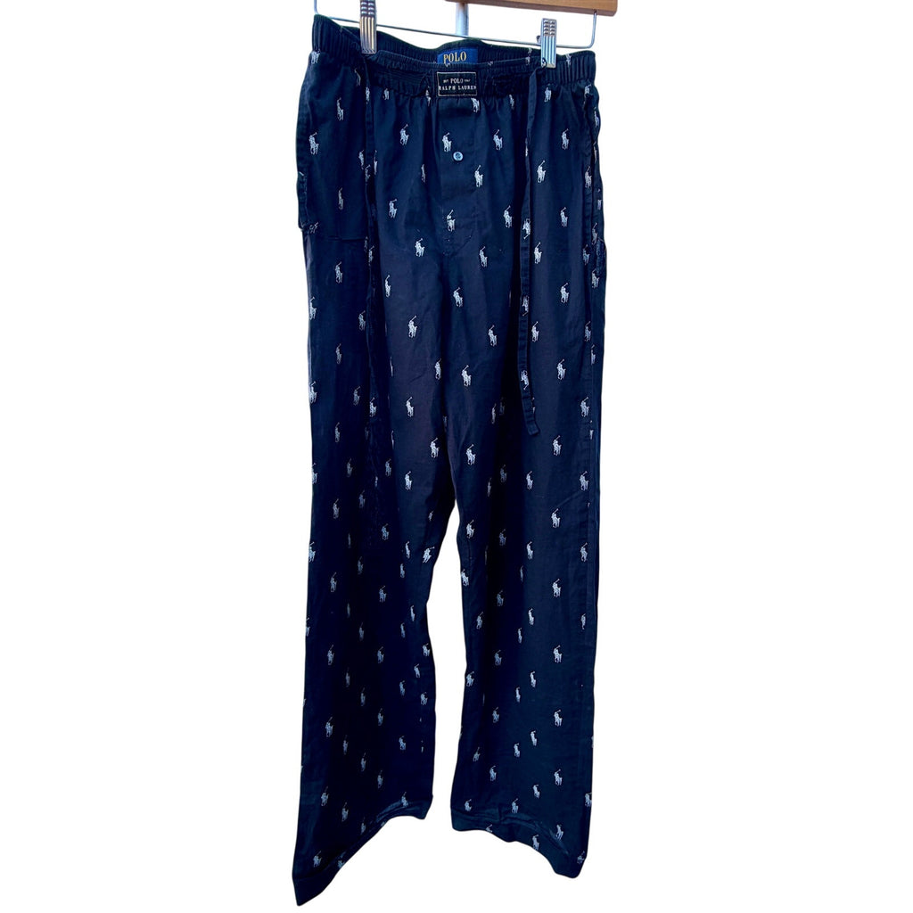 Polo Ralph Lauren Sleepwear Pants Mens S Black All Over Pony Print Pajama Lounge