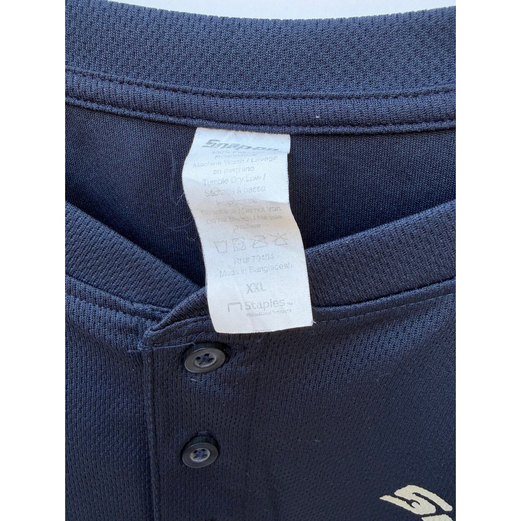 Snap-on Long Sleeve Henley Shirt Mens XL Blue Workwear Mechanic Logo
