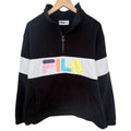 Fila Quarter Zip Fleece Pullover Mens XXL Black Colorblock Spell Out Jacket