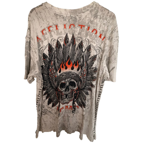 Affliction Beige X- Cotton T-Shirt - Women's L