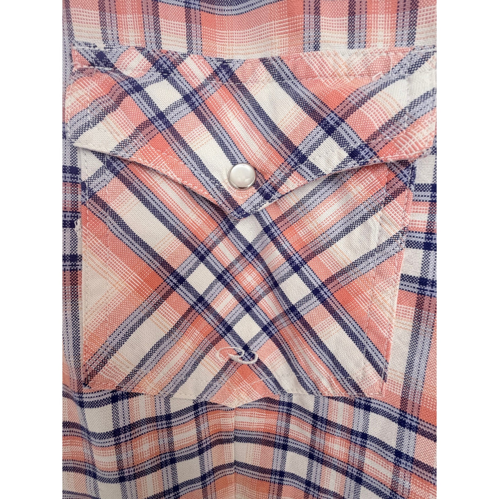 Roper Western Snap Shirt Womens 2X Pink Plaid Short Sleeve Pearl Snap Cowboy