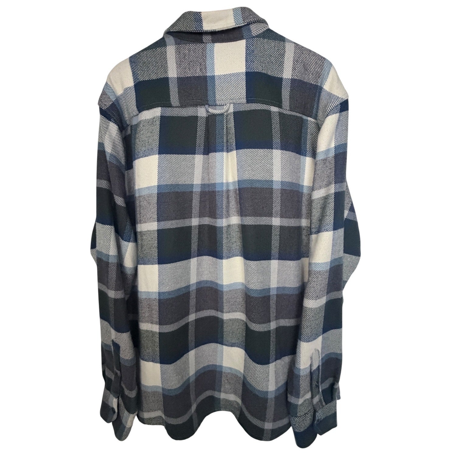 Orvis Sherpa Lined Plaid Flannel Shirt Jacket Mens XXL Blue Gray Heavyweight