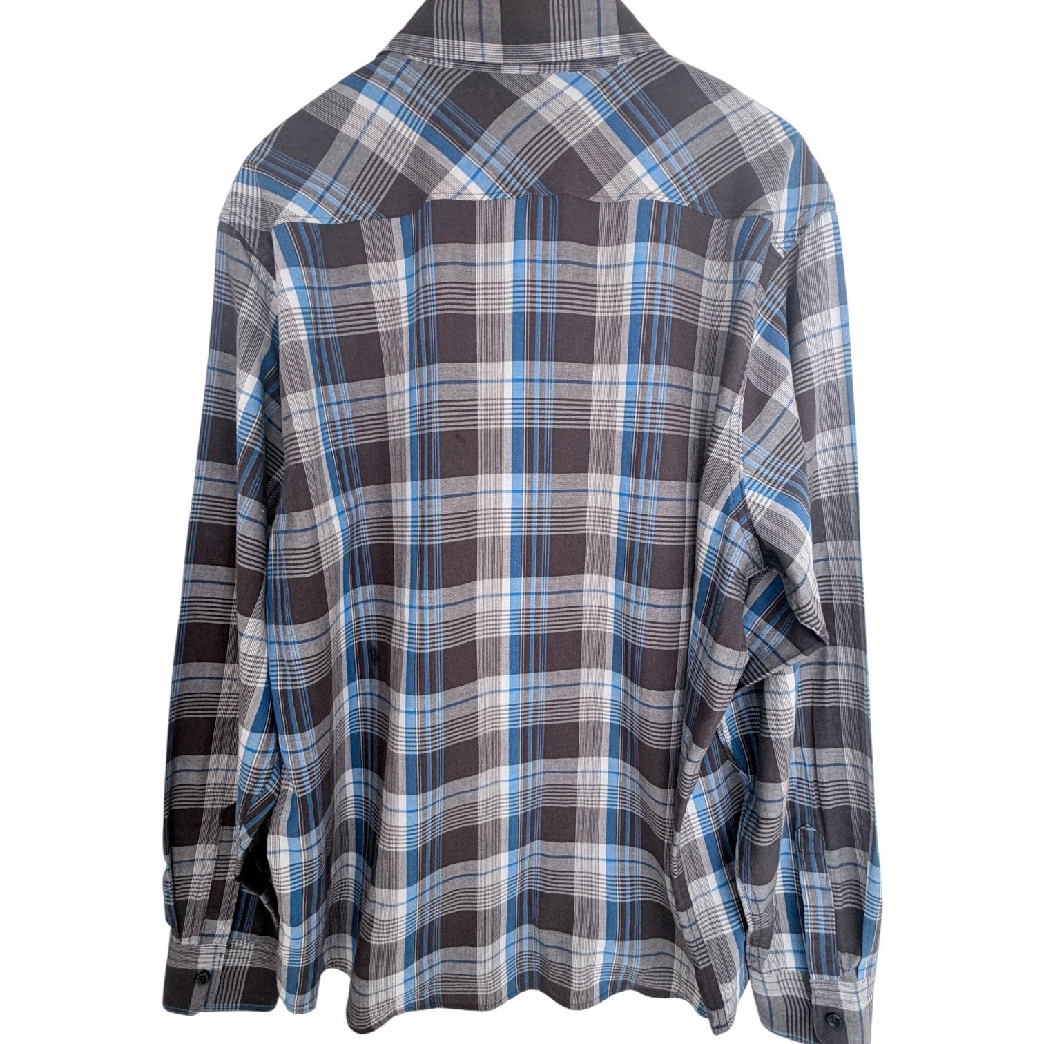 Wrangler Jeans Co Pearl Snap Western Shirt Mens 2XL Gray Blue Plaid Long Sleeve