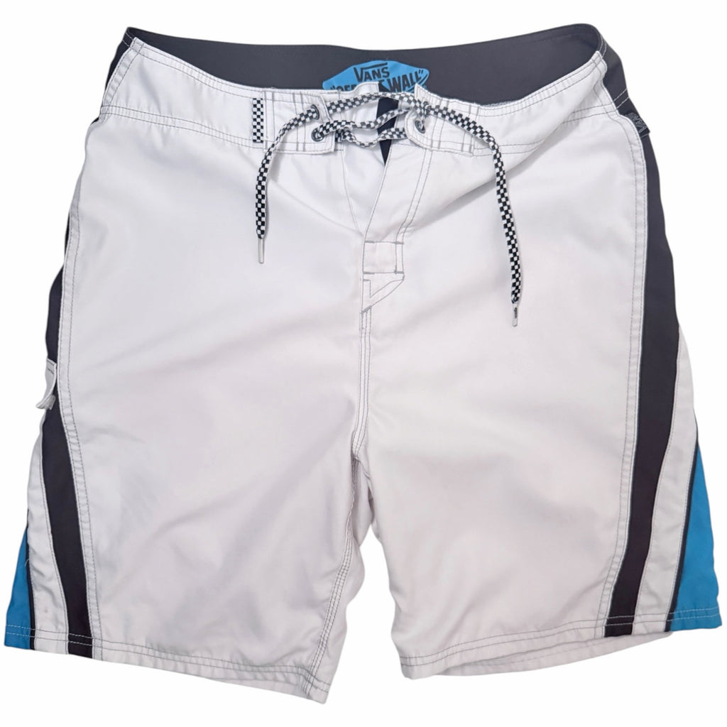 Vans Off The Wall Board Shorts Mens 32 White Blue Surf Swim